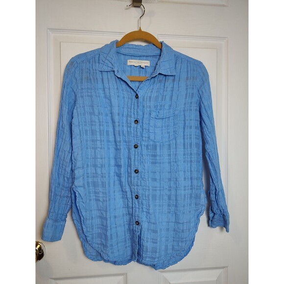 Anthropologie Pilcro And The Letterpress Women's 2 Button Up Blue Gauze - Picture 1 of 7